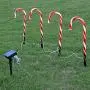 Solar Powered Christmas Stake Lights, Outdoor Solar Garden Lights, Energy Saving Waterproof Solar Pathway Lights Christmas Decorations for Patio, Walkway, Yard, Lawn (4 PCS, Candy Cane)