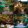 YVETTE LED Solar Outdoor String Lights Waterproof, 24FT LED Patio Lights, 8×E26 Hanging Sockets and 9×1W Vintage Edison Bulbs(A Spare), 2700K Warm White for Wedding Porch Party