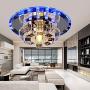 Modern Luxury Round K9 L96 Crystal Chandelier Flush Mount LED Ceiling Light Fixture Pendant Lamp for Dining Room Bedroom Livingroom