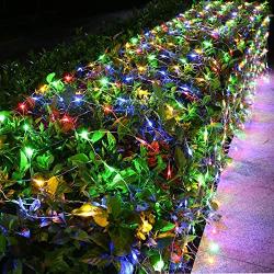 Joomer 12ft x 5ft 360 LED Connectable Christmas Net Lights, 8 Modes Bush Lights Mesh Netting Lights for Christmas Trees, Bushes, Wedding, Garden, Outdoor Decorations (Clear Wire, Multicolor)