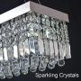 AROTIKEE Modern Rectangle Crystal Chandelier Pendant Hanging Lighting for Dining Room Table Kitchen Island Rain Drops Contemporary Art Deco Decorative Light Fixture 31.5'' Chrome