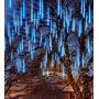 Joiedomi Christmas Meteor Shower Lights Falling Rain Drop Icicle String Lights 240 LEDs 8 Tube 30cm/12inch for Christmas Holiday Party Home Patio Outdoor Decoration (Blue)