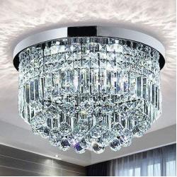 Saint Mossi Modern K9 Crystal Raindrop Chandelier Lighting Flush Mount LED Ceiling Light Fixture Pendant Lamp for Dining Room Bathroom Bedroom Livingroom 9 E12 LED Bulbs Required Height 11 x Width 20