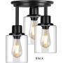 Semi Flush Mount Ceiling Light, 3-Light Close to Ceiling Light Fixtures, Vintage Oil-Rubbed Bronze Finish with Clear Seeded Glass Shade Chandelier Lighting for Stairs Porch Hallway Entryway Kitchen