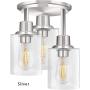 Semi Flush Mount Ceiling Light, 3-Light Close to Ceiling Light Fixtures, Vintage Oil-Rubbed Bronze Finish with Clear Seeded Glass Shade Chandelier Lighting for Stairs Porch Hallway Entryway Kitchen
