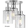 Semi Flush Mount Ceiling Light, 3-Light Close to Ceiling Light Fixtures, Vintage Oil-Rubbed Bronze Finish with Clear Seeded Glass Shade Chandelier Lighting for Stairs Porch Hallway Entryway Kitchen