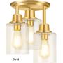 Semi Flush Mount Ceiling Light, 3-Light Close to Ceiling Light Fixtures, Vintage Oil-Rubbed Bronze Finish with Clear Seeded Glass Shade Chandelier Lighting for Stairs Porch Hallway Entryway Kitchen