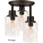 Semi Flush Mount Ceiling Light, 3-Light Close to Ceiling Light Fixtures, Vintage Oil-Rubbed Bronze Finish with Clear Seeded Glass Shade Chandelier Lighting for Stairs Porch Hallway Entryway Kitchen