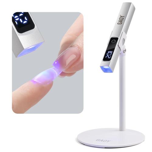 GAOY Cordless UV Light for Gel Nails, Handheld Nail Lamp, Portable Cordless Rechargeable Fast Curing, Matte Silver