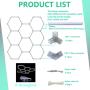 DIY Plug in Hexagon LED Garage Light for Workshop Gym Detail Shop, Size Customizable Hexagonal Honeycomb Grid System (8 Hexagonal Grid System)