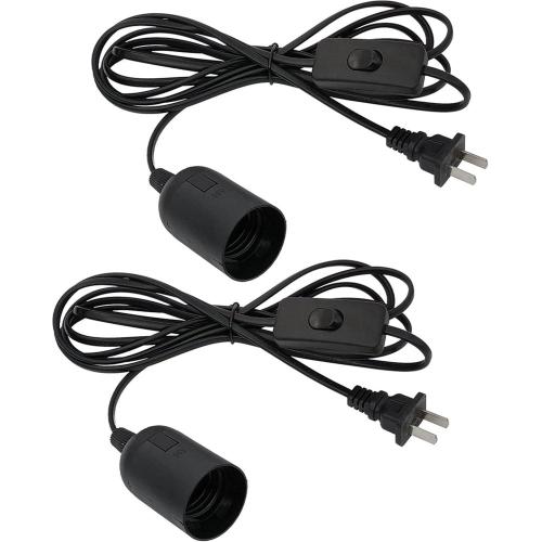 Plug in Hanging Light Kit, Retro Hanging Lights with Plug in Cord, E26 E27 Industrial Pendant Light Fixture, 9.8 FT Cord with On/Off Switch Hanging Lamp for Living Room Bedroom 2 Pack (Black)