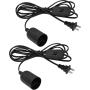 Plug in Hanging Light Kit, Retro Hanging Lights with Plug in Cord, E26 E27 Industrial Pendant Light Fixture, 9.8 FT Cord with On/Off Switch Hanging Lamp for Living Room Bedroom 2 Pack (Black)