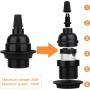 8 Pack E26 E27 Light Sockets, Black Medium Screw Base with Shade Ring, Retro Period Style Edison Lamp Holder, Replacement DIY Making Light Bulb Socket Cover Pendant Lamp Holder Keyless Lamp