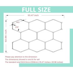 DIY Plug in Hexagon LED Garage Light for Workshop Gym Detail Shop, Size Customizable Hexagonal Honeycomb Grid System (8 Hexagonal Grid System)