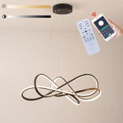 Dimmable with RC Luminaire DIY Pendant Lights Adjustable Suspension Chandelier LED Fixtures for Dining Living Room Kitchen Bedroom Bar (Black, Dia25.6-30x7.9 Inch)