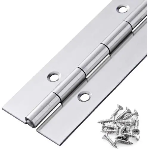 Heavy Duty Piano Hinge 48 Inch x 1.5 Inch thickness 0.06 inch Stainless Steel Continuous & Piano Hinges with Holes, 1.5 inch open width, Screw included Heavy Duty Piano Hinge 48 Inch x 1.5 Inch thickness 0.06 inch Stainless Steel Continuous & Piano Hinges with Holes, 1.5 inch open width, Screw included