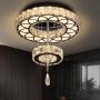 Flashing God Dia 16" Crystal Small Chandelier Crystal Black Ceiling Light Fixtures LED Flush Mount Ceiling Light for Living Room Bedrooms Dining Room Dimmable 2700k 4500k 6000k