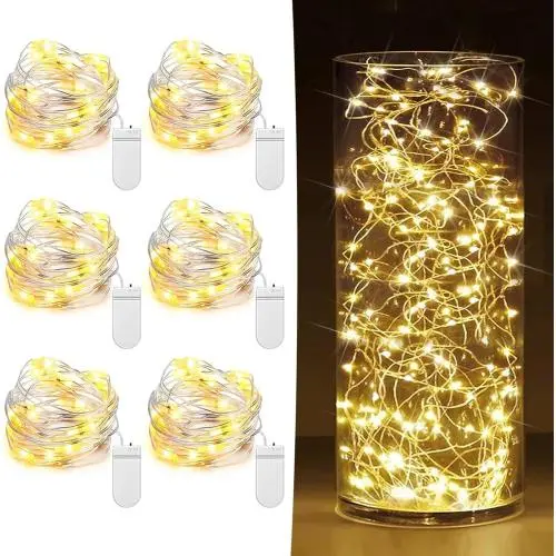 6 Pack Fairy Lights Battery Operated 7ft 20 LED Mini String Lights Twinkle Lights Silver Wire Firefly Starry Lights for Mason Jars Wedding Party Christmas Centerpiece Table Decorations, Warm White 6 Pack Fairy Lights Battery Operated 7ft 20 LED Mini String Lights Twinkle Lights Silver Wire Firefly Starry Lights for Mason Jars Wedding Party Christmas Centerpiece Table Decorations, Warm White