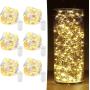 6 Pack Fairy Lights Battery Operated 7ft 20 LED Mini String Lights Twinkle Lights Silver Wire Firefly Starry Lights for Mason Jars Wedding Party Christmas Centerpiece Table Decorations, Warm White