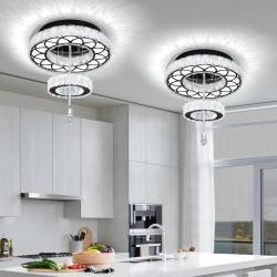 Flashing God Dia 16" Crystal Small Chandelier Crystal Black Ceiling Light Fixtures LED Flush Mount Ceiling Light for Living Room Bedrooms Dining Room Dimmable 2700k 4500k 6000k