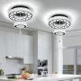 Flashing God Dia 16" Crystal Small Chandelier Crystal Black Ceiling Light Fixtures LED Flush Mount Ceiling Light for Living Room Bedrooms Dining Room Dimmable 2700k 4500k 6000k