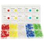 DiCUNO 450pcs (5 Colors x 90pcs) 5mm LED Light Emitting Diode Round Assorted Color White/Red/Yellow/Green/Blue Kit Box