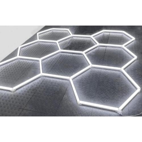 DIY Plug in Hexagon LED Garage Light for Workshop Gym Detail Shop, Size Customizable Hexagonal Honeycomb Grid System (8 Hexagonal Grid System)