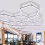 DIY Plug in Hexagon LED Garage Light for Workshop Gym Detail Shop, Size Customizable Hexagonal Honeycomb Grid System (8 Hexagonal Grid System)