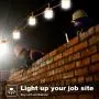 NS 100FT Construction String Lights 150W LED Industrial Grade 15000LM Super Bright for Construction Sites, Temporary Work, Renovation, Jobsite,and All Outdoor Lighting, with 10 Bulbs and Climbing Hook