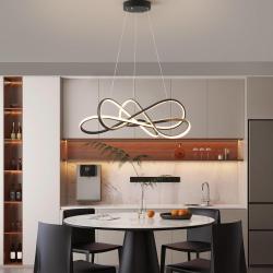 Dimmable with RC Luminaire DIY Pendant Lights Adjustable Suspension Chandelier LED Fixtures for Dining Living Room Kitchen Bedroom Bar (Black, Dia25.6-30x7.9 Inch)