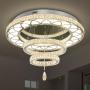 Flashing God Dia 32" Modern Crystal Chandelier Crystal Silver Ceiling Light Fixtures LED Flush Mount Ceiling Light for Living Room Bedrooms Dining Room Dimmable 2700k 4500k 6000k
