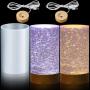 Honoson 3 Pieces Cylinder Light Resin Silicone Mold Set, Include Resin Mold and USB Powered Wooden Lighted Base Stand for DIY Table Candle Desktop Lamp Ornaments(2.5 x 4 Inches)