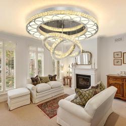 Flashing God Dia 32" Modern Crystal Chandelier Crystal Silver Ceiling Light Fixtures LED Flush Mount Ceiling Light for Living Room Bedrooms Dining Room Dimmable 2700k 4500k 6000k