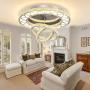 Flashing God Dia 32" Modern Crystal Chandelier Crystal Silver Ceiling Light Fixtures LED Flush Mount Ceiling Light for Living Room Bedrooms Dining Room Dimmable 2700k 4500k 6000k