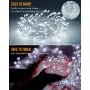 Fairy Lights Battery Operated, 10Feet 120LEDs Firecracker String Lights Waterproof Silver Wire Starry Firefly Light for DIY Wreath Home Weeding Indoor Outdoor Christmas Decorations, Pure White