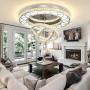 Flashing God Dia 32" Modern Crystal Chandelier Crystal Silver Ceiling Light Fixtures LED Flush Mount Ceiling Light for Living Room Bedrooms Dining Room Dimmable 2700k 4500k 6000k