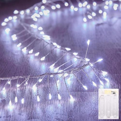 Fairy Lights Battery Operated, 10Feet 120LEDs Firecracker String Lights Waterproof Silver Wire Starry Firefly Light for DIY Wreath Home Weeding Indoor Outdoor Christmas Decorations, Pure White Fairy Lights Battery Operated, 10Feet 120LEDs Firecracker String Lights Waterproof Silver Wire Starry Firefly Light for DIY Wreath Home Weeding Indoor Outdoor Christmas Decorations, Pure White