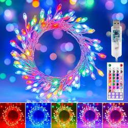Moonflor 10FT Fairy Lights Color Changing - 100 LED 22 Colors Cluster Fairy Lights with Remote, Firecracker String Lights with 12 Modes, Easter Fairy Lights for Bedroom Indoor Classroom Christmas