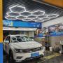 DIY Plug in Hexagon LED Garage Light for Workshop Gym Detail Shop, Size Customizable Hexagonal Honeycomb Grid System (8 Hexagonal Grid System)