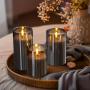 [3 Flameless Candles with Timer] 3pcs Flameless Candles with Remote Timer: 3D Candle Battery Powered LED Column Candles, Unbreakable Acrylic Fake Candle Set for Home Decoration Romantic Ambiance - Gray