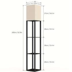[Solid Wood Column Floor Lamp] 62.9" Real Solid Wood Column Floor Lamp - With Shelves and Bulb Included - Suitable for Halloween, Christmas and Other Holidays