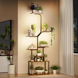 Plant Stand Indoor with Grow Lights, 8 Tiered Plant Shelf, 63" Tall Stand for Indoor Plants Multiple, Metal Plant Flower Holder, Plant Rack for Home, Patio, Balcony