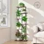 [7 Tiered | Metal] 7 Tiered Metal 59" Tall Plant Stand with Grow Light Indoor | Corner Shelves, Pot Rack, Full Spectrum Growth Lamp | for Living Room, Patio, Bedroom, Balcony Decor, Brown, S-Shaped Flower Display Stand