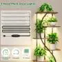 [7 Tiered | Metal] 7 Tiered Metal 59" Tall Plant Stand with Grow Light Indoor | Corner Shelves, Pot Rack, Full Spectrum Growth Lamp | for Living Room, Patio, Bedroom, Balcony Decor, Brown, S-Shaped Flower Display Stand