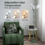 [Art Deco Flower Floor Lamp] 1pc Art Deco Flower Floor Lamp - 3-Color Temperature LED, Flexible Arm, Adjustable Lighting - Matte Metal & Plastic, Button Control, 110V-130V US Plug, Includes 3 Bulbs