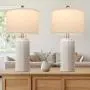 [Ceramic Table Lamps] 2 Modern Ceramic Table Lamps | Set of 23.5in Lamps for Living Room, Farmhouse Vintage Bedside Table Lamps with White Linen Shade, Rustic Bedroom Ceramic Lamps for Nightstand Home Office End Table Dorm