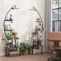 2pcs Multi-functional Metal Bookshelf With Lights - 7 Tiered, 65' Black & Brown Wood Bookcase for Living Room, Study, Bedroom | Great Gift for Home Decor