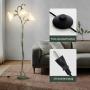 [Art Deco Flower Floor Lamp] 1pc Art Deco Flower Floor Lamp - 3-Color Temperature LED, Flexible Arm, Adjustable Lighting - Matte Metal & Plastic, Button Control, 110V-130V US Plug, Includes 3 Bulbs