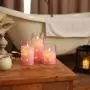 3pcs Pink Flickering Flameless LED Candles | Battery Operated | Romantic | Home Decor, Christmas, Weddings, Valentine’s Day, Parties | Lightweight & Sturdy Design, Includes Remote, Clear Plexiglass Shell