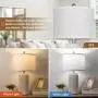 [Ceramic Table Lamps] 2 Modern Ceramic Table Lamps | Set of 23.5in Lamps for Living Room, Farmhouse Vintage Bedside Table Lamps with White Linen Shade, Rustic Bedroom Ceramic Lamps for Nightstand Home Office End Table Dorm